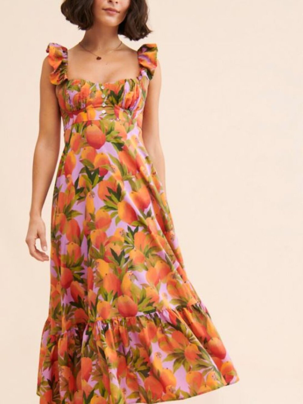 Absolutely Amazing FARM Rio Lilac Mango Macaw Maxi Dress sz XXS NWT